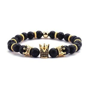 Black Crown Volcanic Stone Good Luck Bracelet